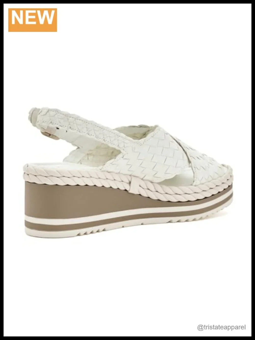 Leather Waterproof Slingback Wedge Sandal with Braided Buckle